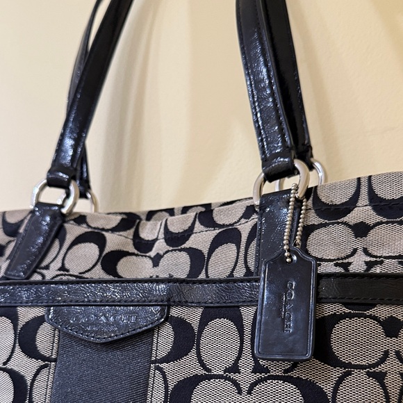 Coach Black & Gray Signature Shoulder Bag Coach Outlet | Coach Handbag - Picture 6 of 14